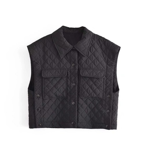 Colete curto feminino preto P2271