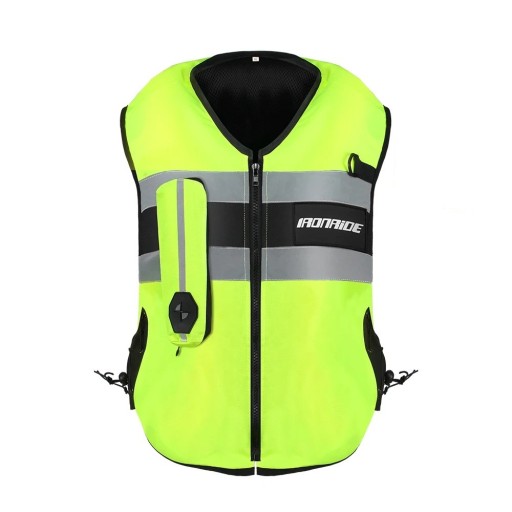 Colete de airbag para moto Riscas reflexivas e fecho com zip Parte interior em malha Equipamento sem mangas para andar de moto
