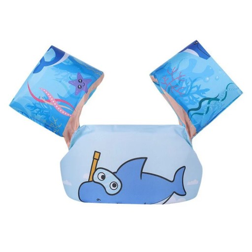 Colete de natação infantil Rooxin Flutuadores de espuma com mangas Shark Boias de piscina seguras para bebés e crianças Melhor do que anéis insufláveis