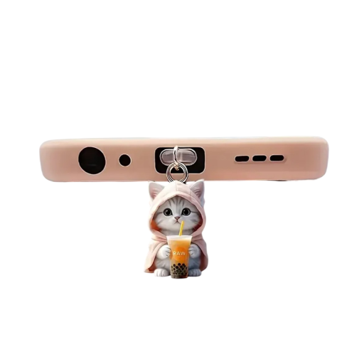 Colgante de gato acrílico de 3 cm, decorativo, con tapón antipolvo para iPhone, conector universal, accesorio de protección para móvil.