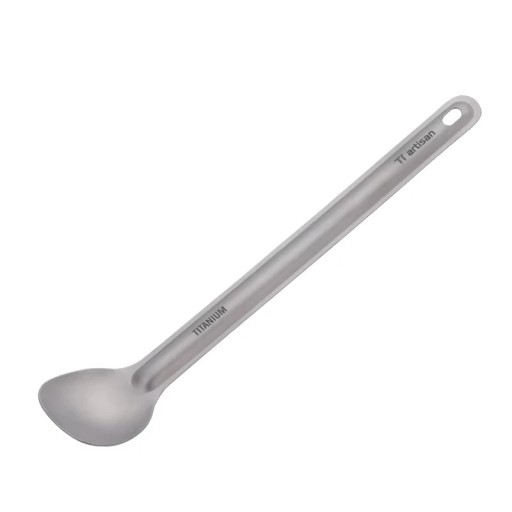 Colher de titânio com cabo longo ultraleve utensílio de camping em titânio prateada colher portátil para camping e viagens