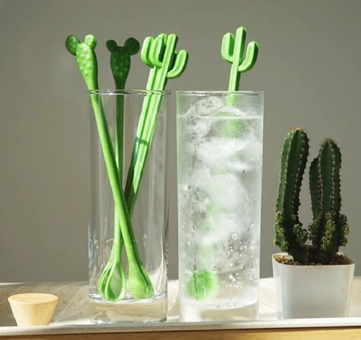 Colheres de cocktail com cacto 6 un