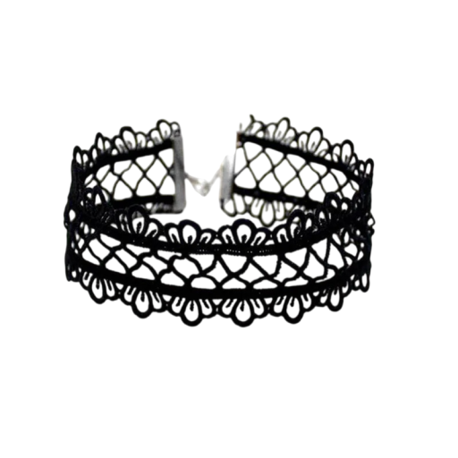 Colier choker din dantelă pentru femei cu închidere, colier la gât, panglică, accesoriu din dantelă, negru, pentru purtare zilnică și ocazii sociale