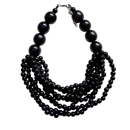 Collana a più strati in legno con perline lunghezza 46+7 cm perline in legno più file collana vistosa per uso quotidiano e occasionale