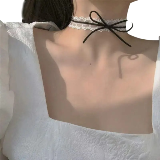Collana choker in pizzo da donna con fiocco accessorio in tessuto delicato per il collo per uso quotidiano e combinazioni stilose