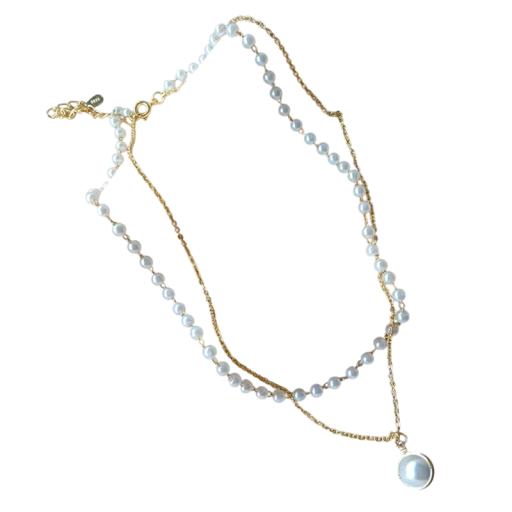 Collana da donna con perline e ciondolo in lega di zinco, delicata collana a strati da indossare ogni giorno e per abbinamenti stilosi