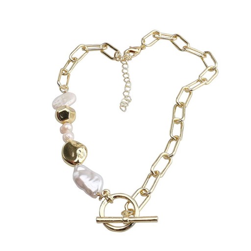 Collana da donna in metallo massiccio con perle