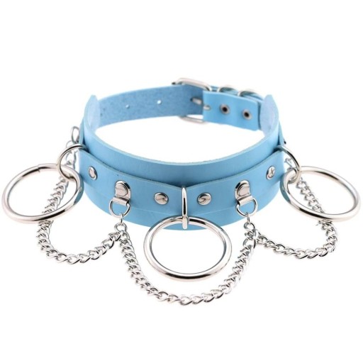 Collar de cuero para mujer con círculos y cadena.