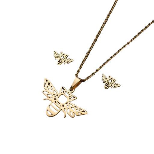 Collar de diseño juguetón de 45 cm y pendientes de acero inoxidable Conjunto de joyas para mujeres y niñas Regalo de verano para la playa y de boda Accesorio de moda