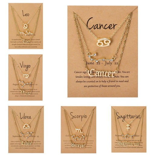 Collar de signo del zodiaco para mujer 3 piezas