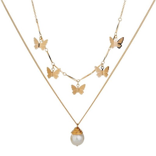 Collar doble de mujer con mariposas