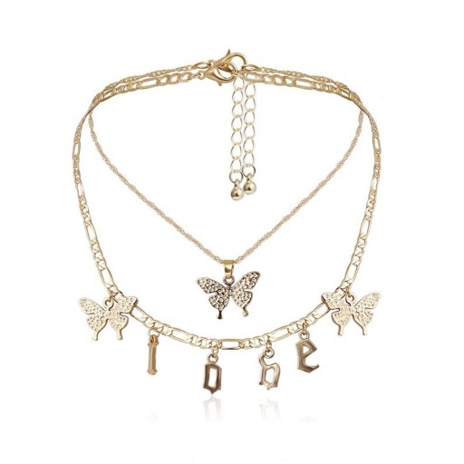 Collar doble de mujer con mariposas