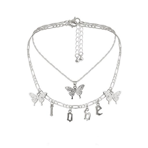 Collar doble de mujer con mariposas