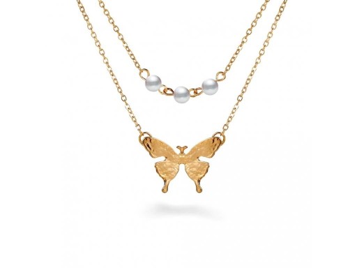 Collar doble de mujer con mariposas G809