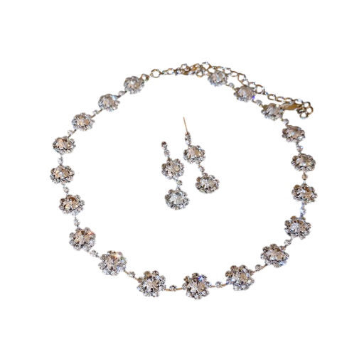 Collar épico con pendientes Set de joyas de piedra preciosa Aleación de cobre Joyas de boda ligeras y lujosas para novias y mujeres