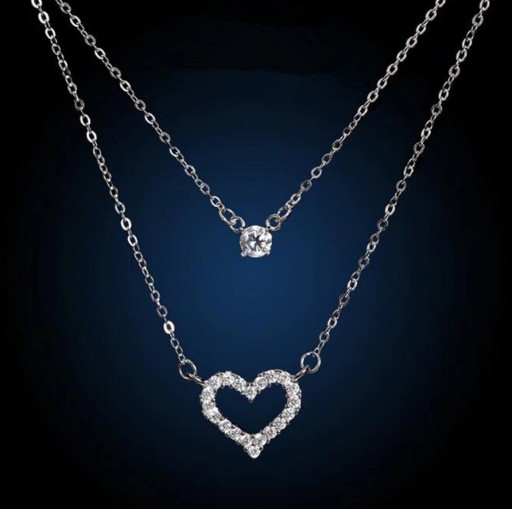 Collier double pour femme avec cœur