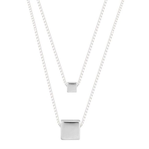 Collier double pour femme avec cube