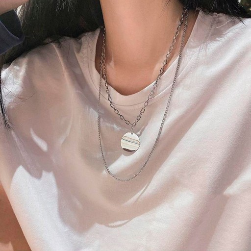 Collier double pour femme avec pendentif D93
