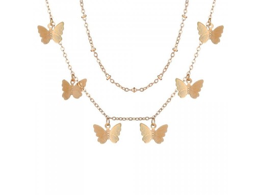 Collier double pour femmes avec des papillons G809
