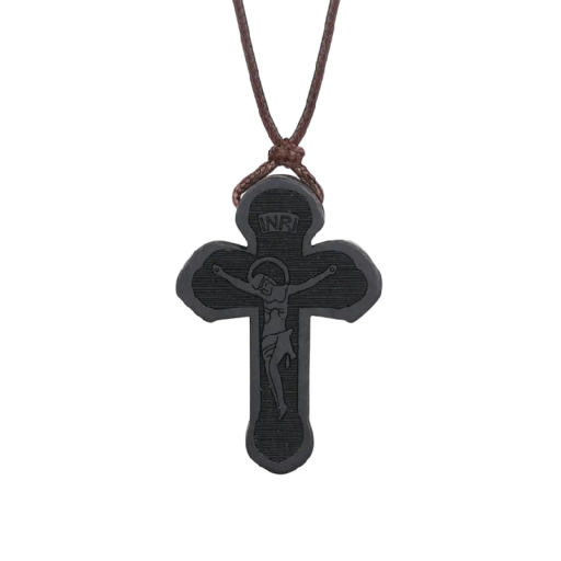 Collier en bois orthodoxe avec croix longueur réglable 30–65 cm bois naturel pendentif croix unisexe collier pour un usage quotidien
