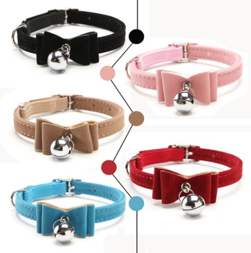 Collier en velours pour chat avec nœud et grelot