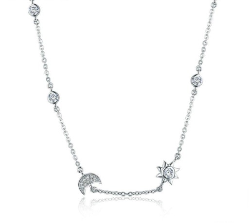 Collier femme avec lune et étoile G454
