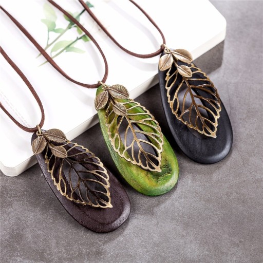 Collier long en bois pour femmes J1908