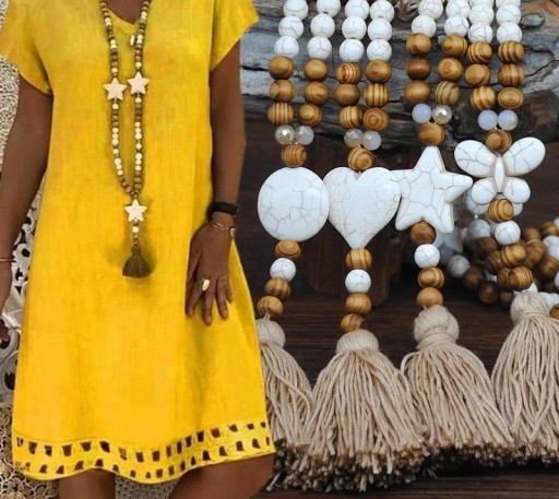 Collier long pour femme avec des perles
