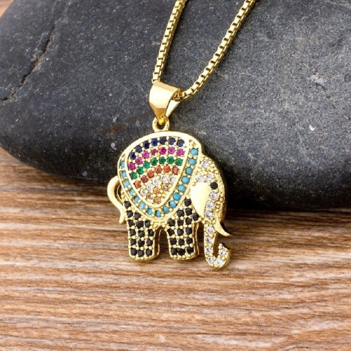 Collier long pour femme avec éléphant