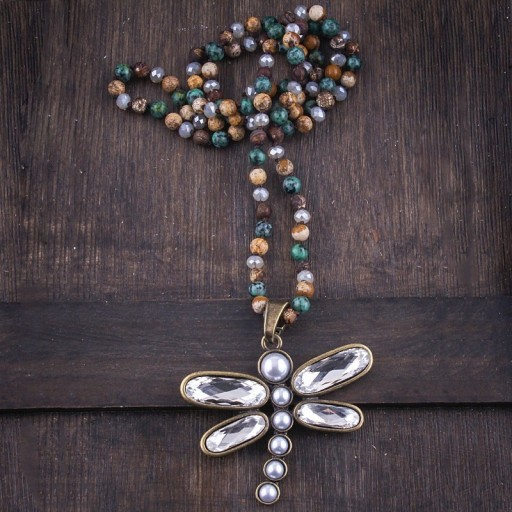 Collier long pour femme avec libellule