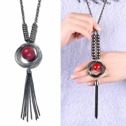 Collier long pour femme avec pendentif D53