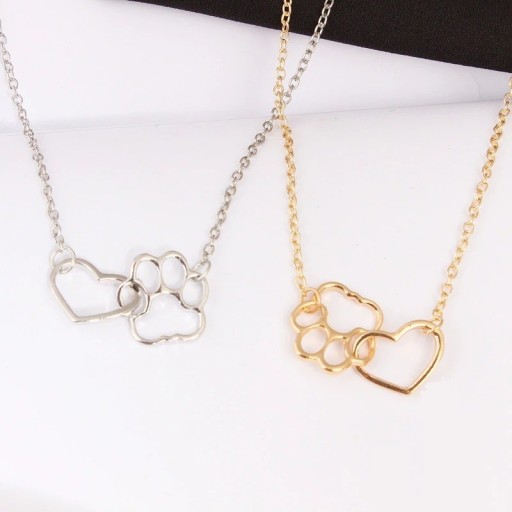 Collier pour femme avec cœur et patte