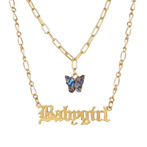 Collier pour femme avec papillon et inscription