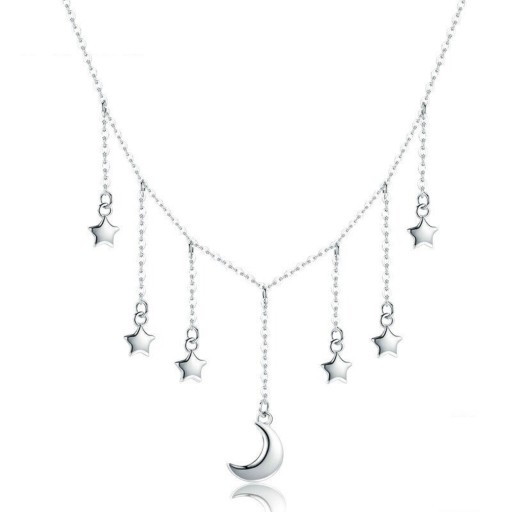 Collier pour femme avec un croissant de lune et des étoiles