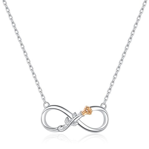 Collier pour femme avec un infini et une rose
