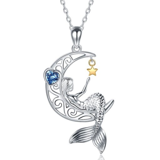 Collier pour femmes avec sirène sur la lune