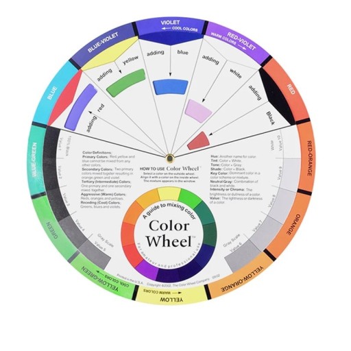 Colour Mixing Wheel 23 cm 1 pc Professional Colour Circle with Shades, Tones and Values for Painting, Drawing, Tattooing, Design