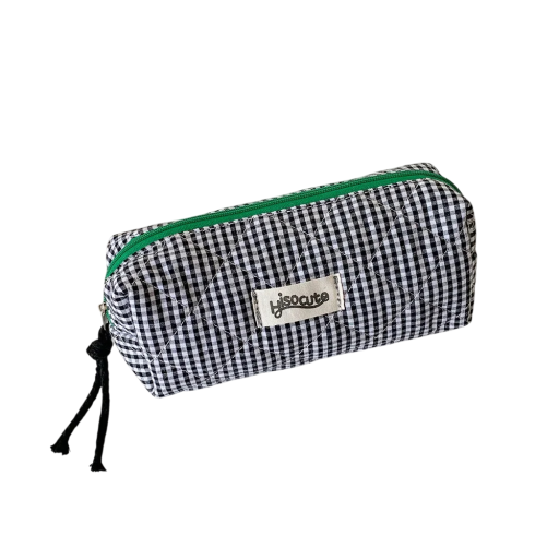 Colourful Checked Pencil Case Large Capacity Girls' Bag for Writing Supplies Stylish Cosmetic Pouch Travel and School Storage Bag