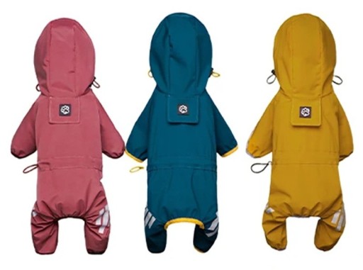 Colourful Dog Raincoat with Reflective Elements and Hood Size S Fastened with Three Snaps Autumn and Winter Protection Against Rain and Wind