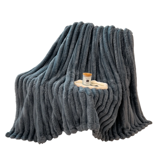 Colourful Fluffy Blanket with Wide Stripes 100 x 150 cm Multifunctional Blanket Throw Sleeping Blanket