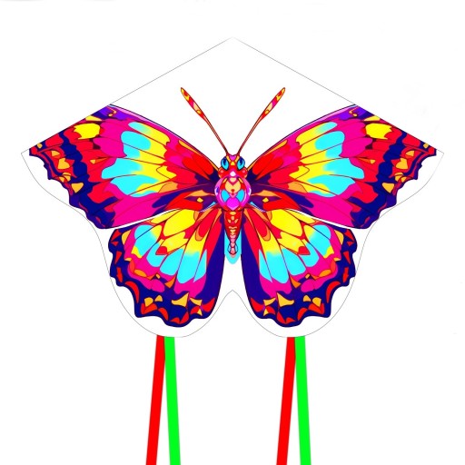 Colourful Flying Kite in the Shape of a Butterfly 79 x 56 cm Children's Kite Made of Polyester with 30m Line Outdoor Toy for Fun and Active Play