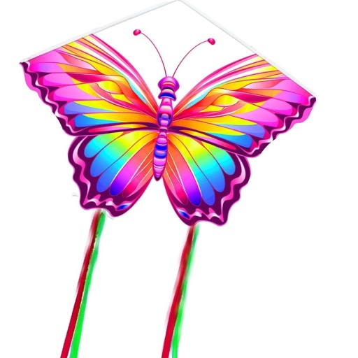Colourful Flying Kite in the Shape of a Butterfly 79 x 56 cm Children's Kite with Control Handle and 30m Line Fun Outdoor Flying Toy