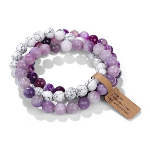 Colourful Natural Stone Bracelet 19 cm 8 mm Beads Elastic Bracelet Multi-layered Jewellery Accessory