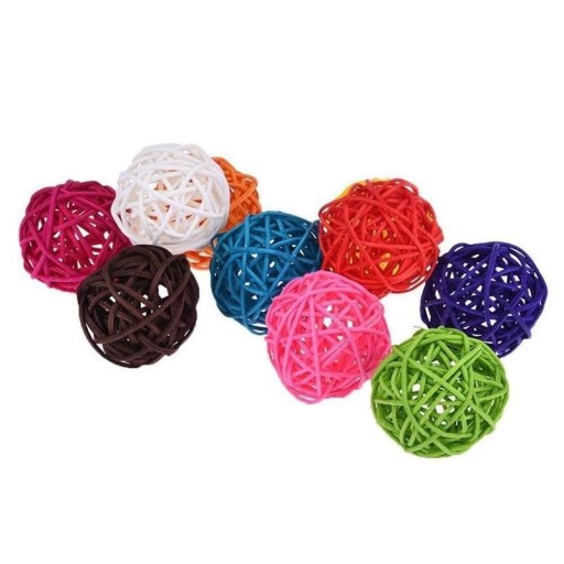 Colourful Rattan Balls for Birds 10 pcs