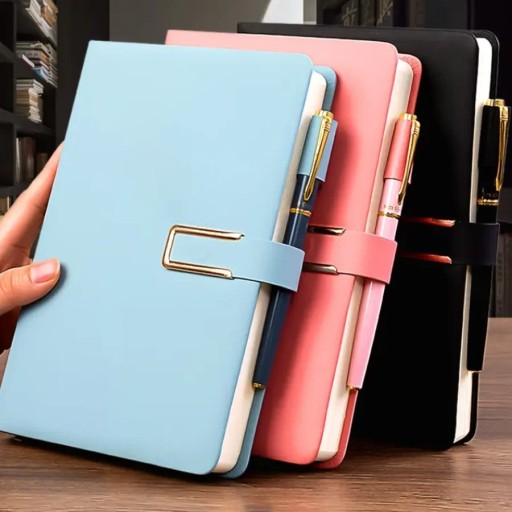 Colourful Retro Notebook A5 with Soft Leatherette Cover 360 Pages Suitable for Students and Office Use with Bookmark and Pen Loop