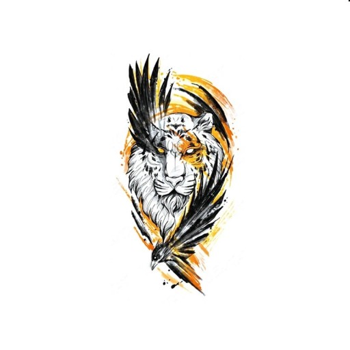 Colourful Temporary Waterproof Tattoo 11.4 x 21 cm Tiger Design Long Lasting Up to 15 Days Stick-On Tattoo Realistic Design Stylish Body Decoration