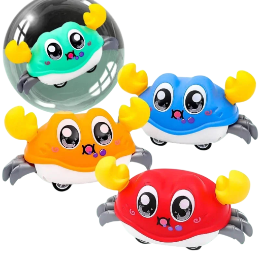 Colourful Wind-Up Crab 12.3 x 6.2 x 6.5 cm Toy for Children with Reversible Movement Battery-Free Motor Skill Development