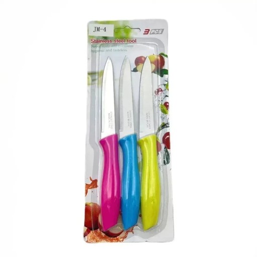 Coltelli da cucina con lama dritta 20 cm Acciaio inossidabile Manico rosa blu verde Set di coltelli per affettare frutta verdura e alimenti