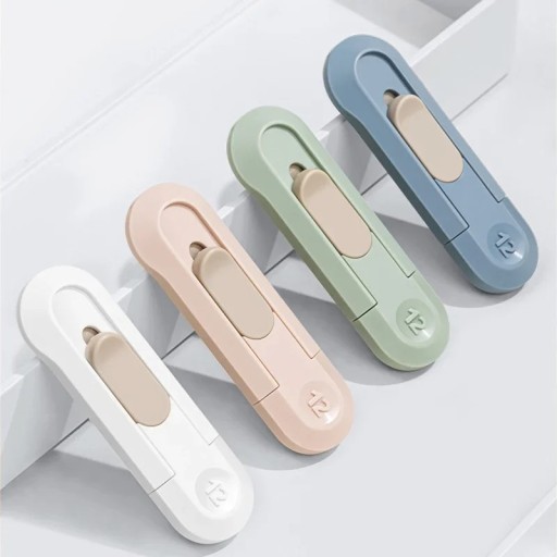 Coltello mini pieghevole colorato taglierina portatile per carta Ritorno automatico Coltello da lavoro per pacchi Articoli per ufficio e scuola