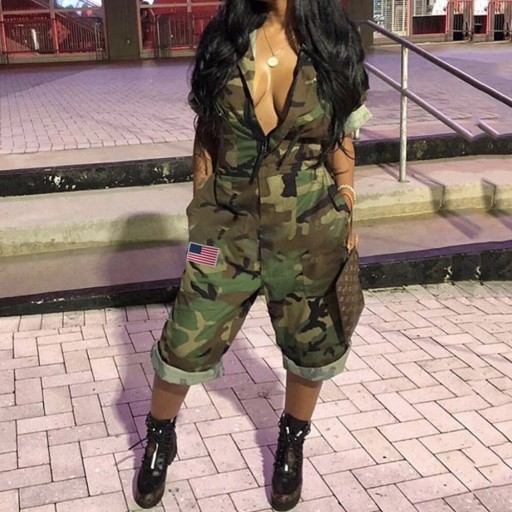 Combinaison camouflée pour femmes avec zip